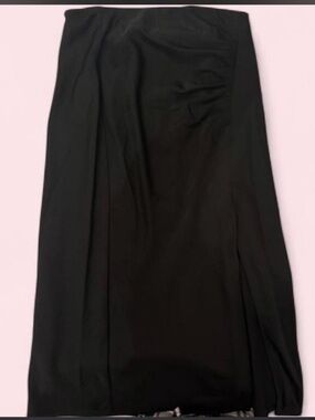 A New Day black satin midi skirt